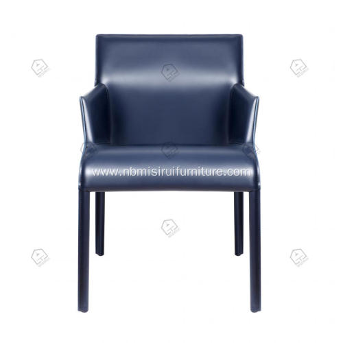 ltalian minimalist blue saddle leather armrest chairs